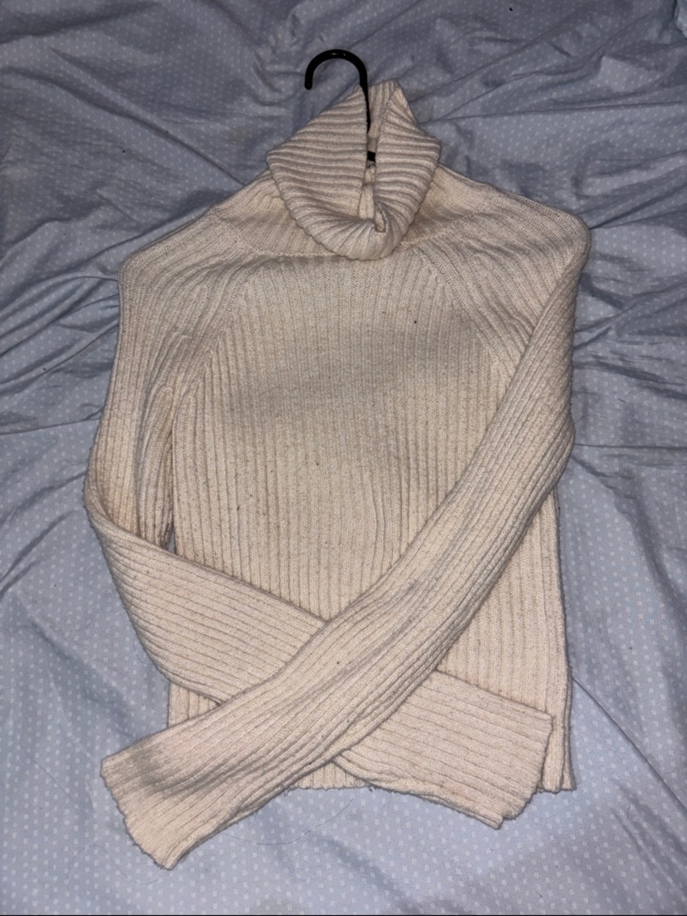 American Eagle Outfitters Cream Ribbed Turtleneck Sweater